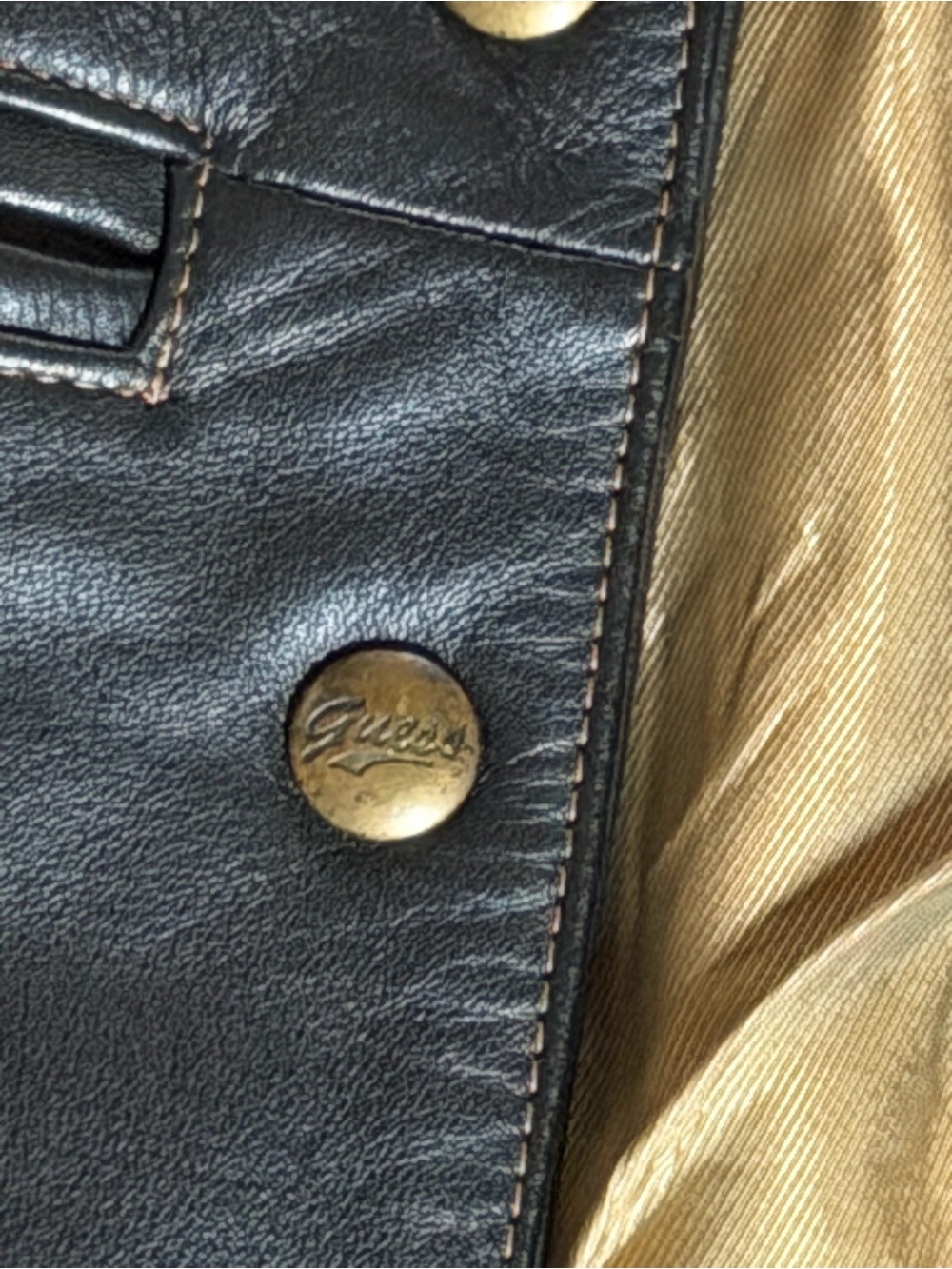 Vintage Guess Leather by Georges Marciano Black Genuine Leather Vest Size Small - Picture 6 of 8